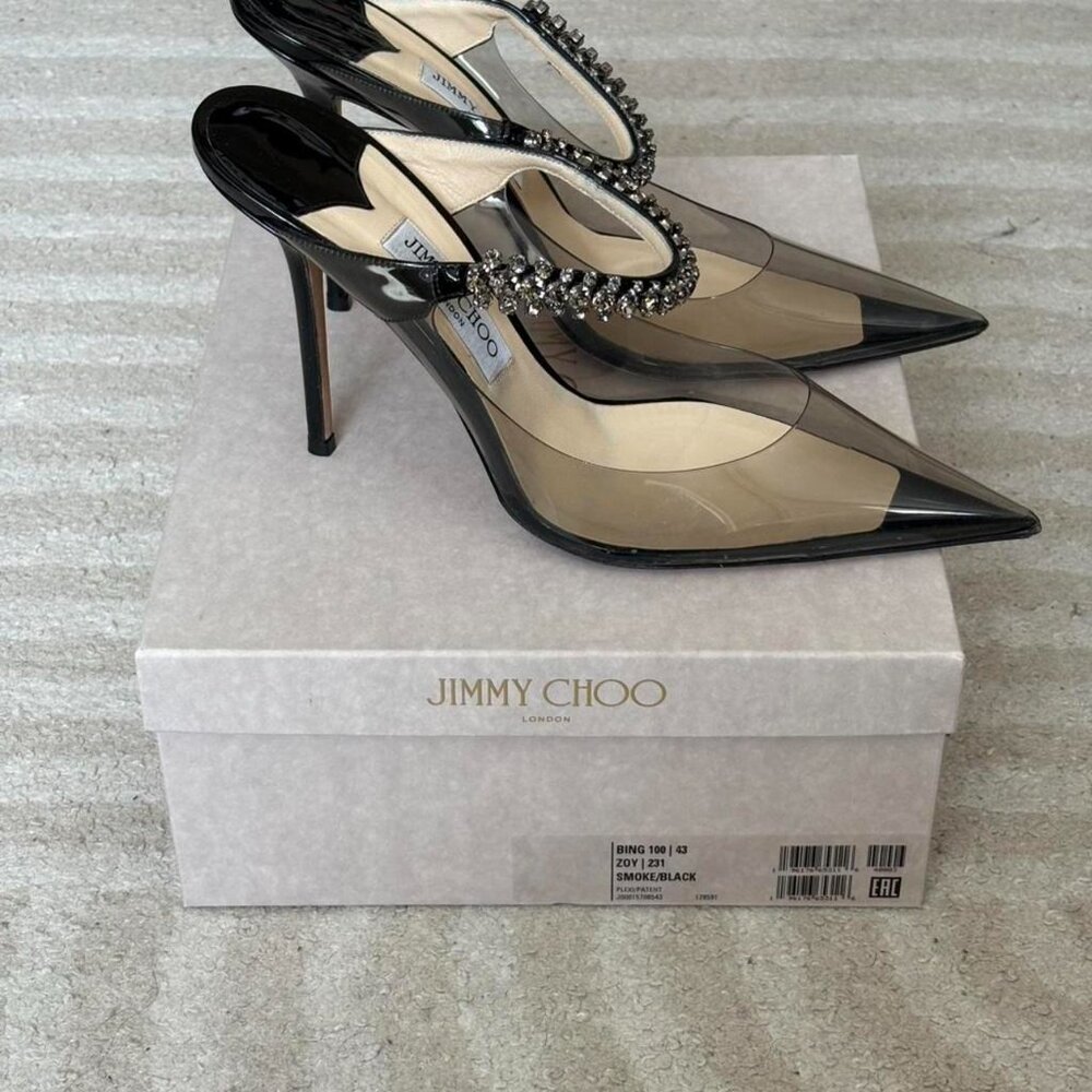 Black Jimmy Choo heels with diamante strap